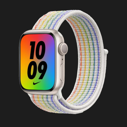 Apple Watch Series 7 41mm Starlight Aluminum Case with Nike Sport Loop (Pride Edition)